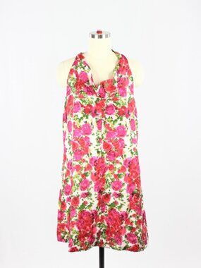 VELVET BY GRAHAM & SPENCER Floral Print Silk Cowl Neck A-Line Tent Dress, Size S